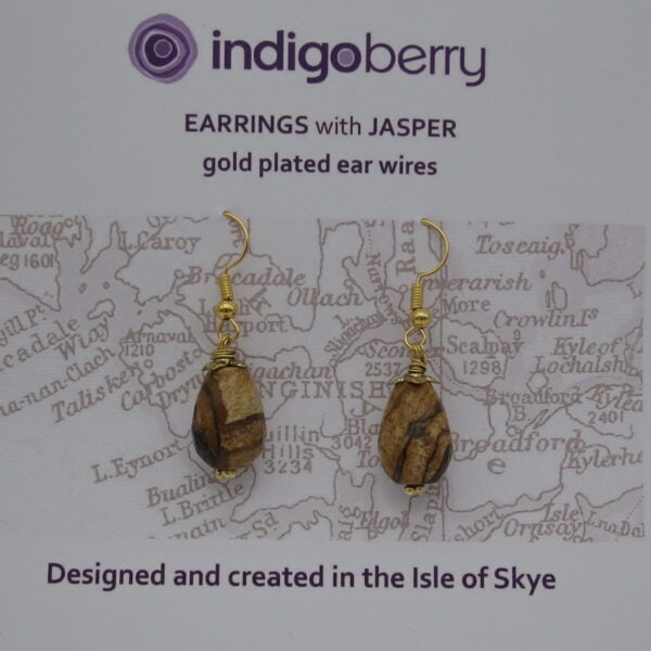 Jasper Earrings, Gold Plated, Inspired by Nature - handmade by Indigo Berry (view 2)