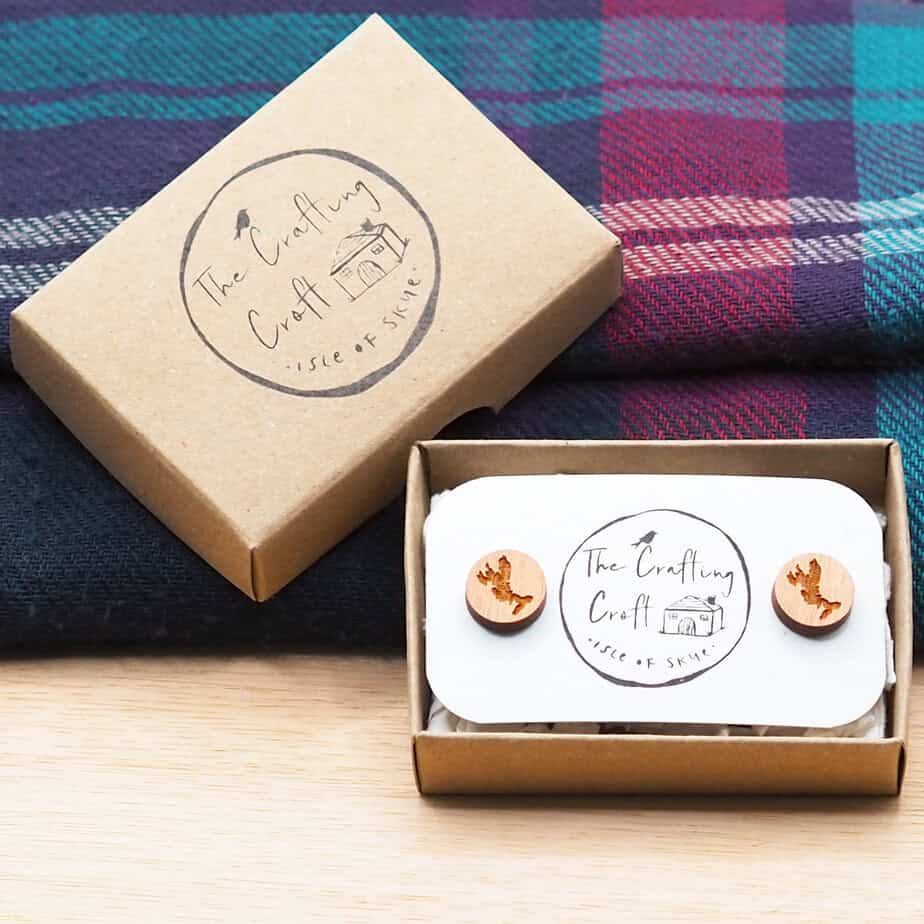Isle of Skye Wooden Stud Earrings - handmade by The Crafting Croft (view 3)