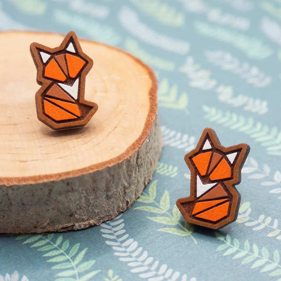 Fox Wooden Stud Earrings - handmade by The Crafting Croft