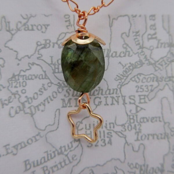 Labradorite, Aurora Pendant, Rose Gold Plated - handmade by Indigo Berry
