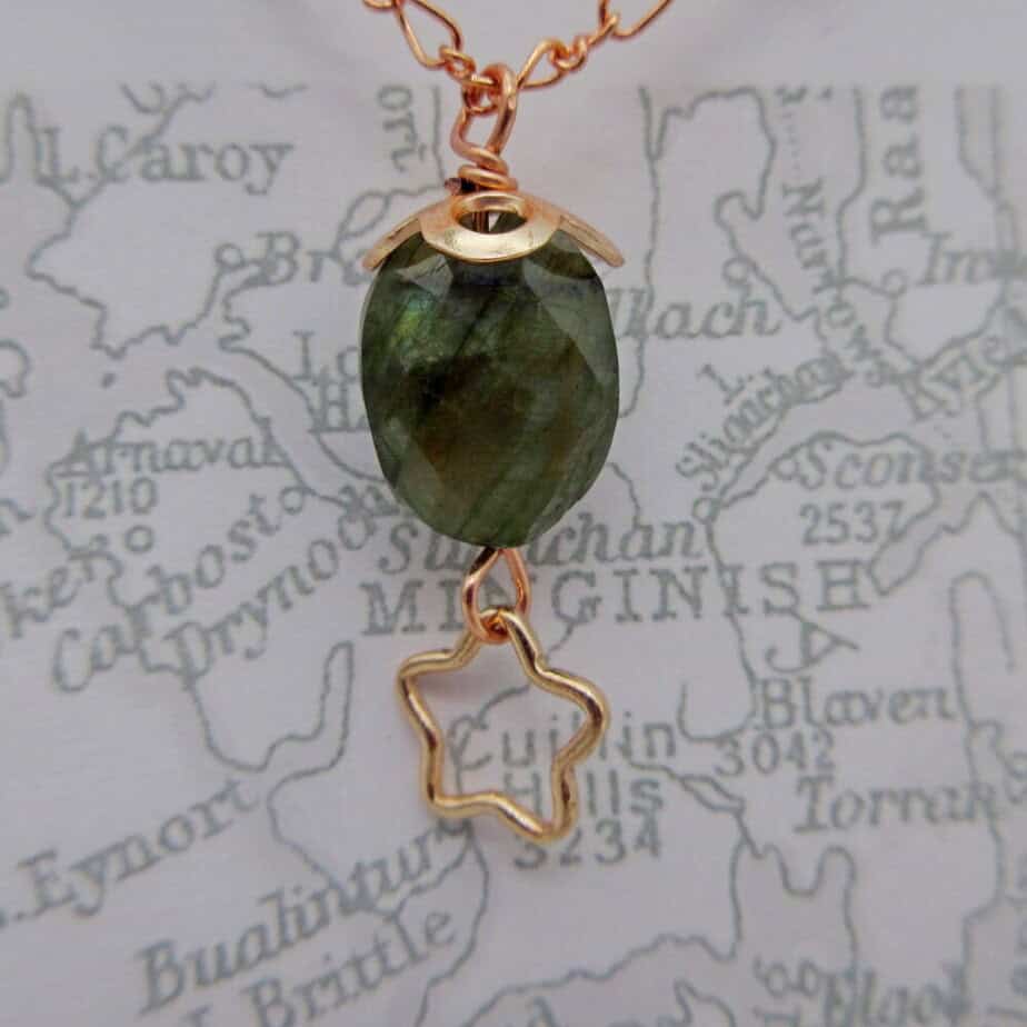 Labradorite, Aurora Pendant, Rose Gold Plated - handmade by Indigo Berry