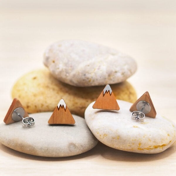 Mountain Wooden Stud Earrings - handmade by The Crafting Croft