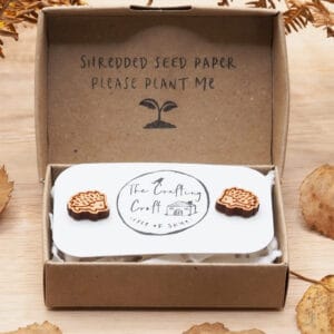 Hedgehog Wooden Stud Earrings - handmade by The Crafting Croft (view 4)