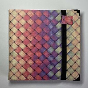 Large printed cork fabric covered Sketch book, pen loop and med/rough surface book block, opens flat - handmade by Brue Art (view 4)