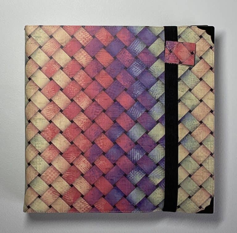 Large printed cork fabric covered Sketch book, pen loop and med/rough surface book block, opens flat - handmade by Brue Art (view 4)