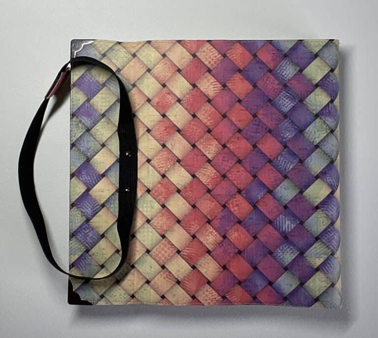Large printed cork fabric covered Sketch book, pen loop and med/rough surface book block, opens flat - handmade by Brue Art (view 3)
