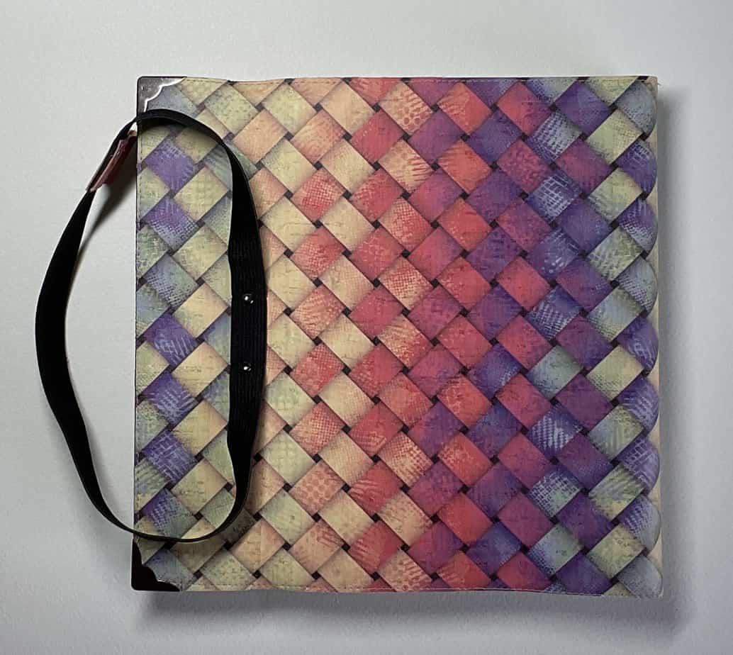 Large printed cork fabric covered Sketch book, pen loop and med/rough surface book block, opens flat - handmade by Brue Art (view 3)