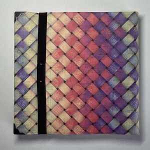 Large printed cork fabric covered Sketch book, pen loop and med/rough surface book block, opens flat - handmade by Brue Art (view 2)