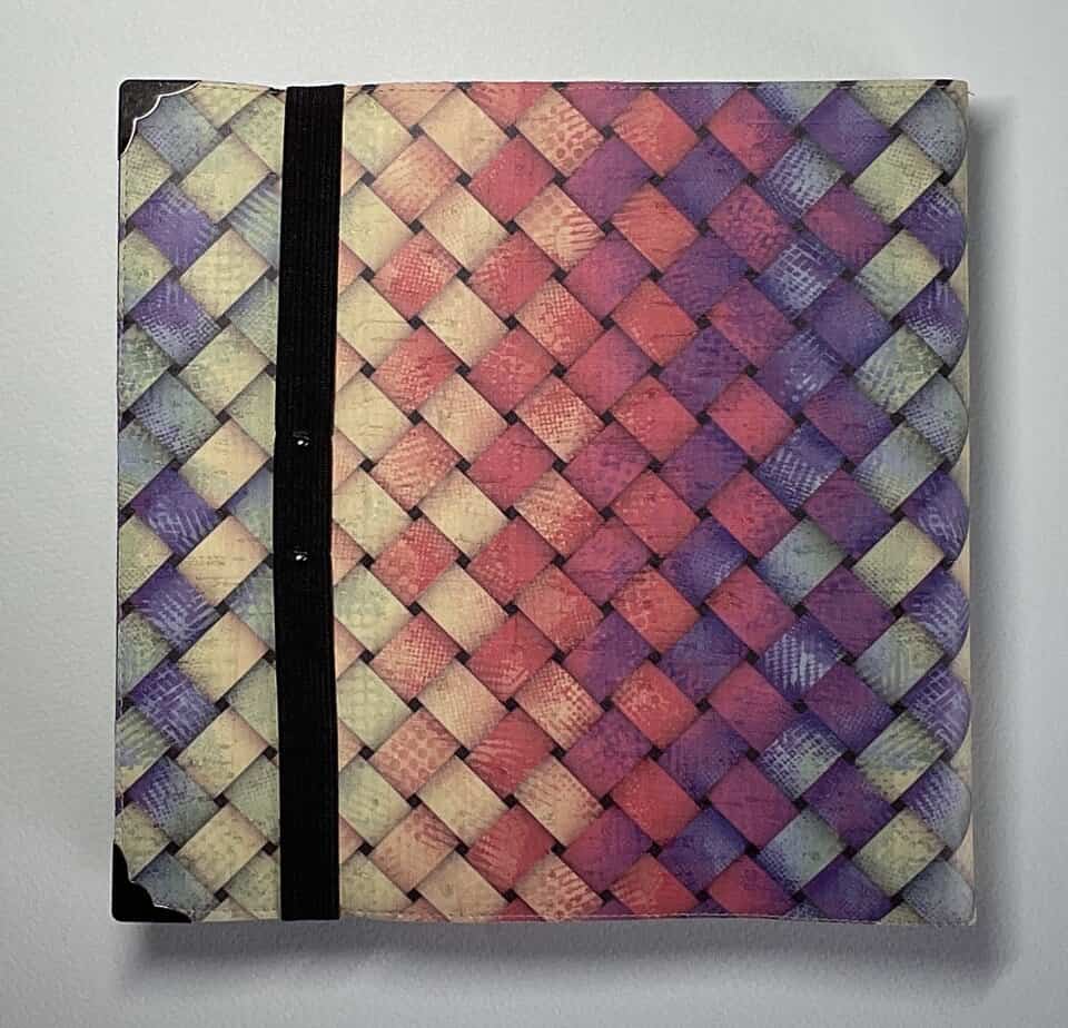 Large printed cork fabric covered Sketch book, pen loop and med/rough surface book block, opens flat - handmade by Brue Art (view 2)