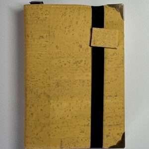 Flexible yellow cork covered Journal with a 100% rag plain paper block and elastic/cork pen holder. - handmade by Brue Art (view 2)