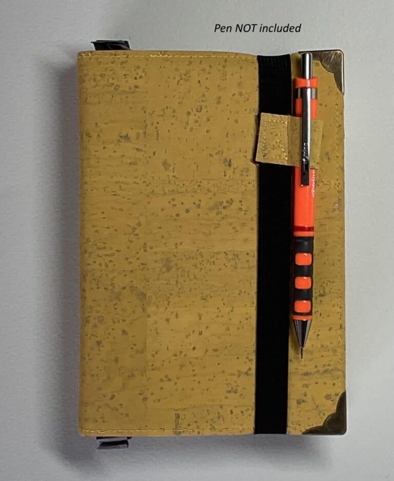 Yellow fabric cork covered journal