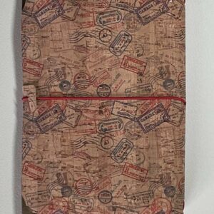 A5 Cork covered notebook / journal, with postal stamp print and 3 inserts - handmade by Brue Art (view 2)