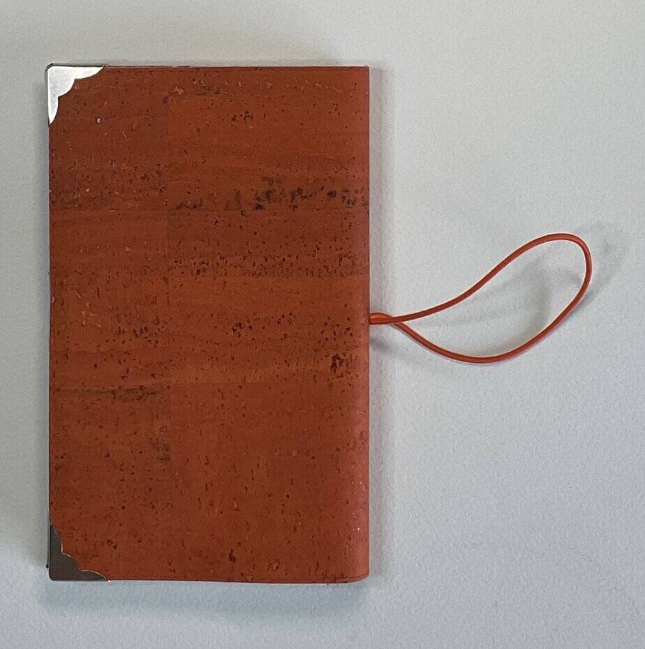 Pocket sized Orange Cork Cover with B6 Midori Squared Notebook, opens flat - Image 6
