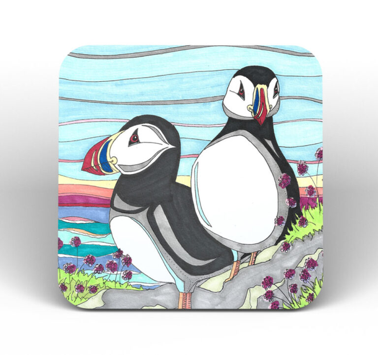 Puffin Coaster - handmade by Fishing Float Art
