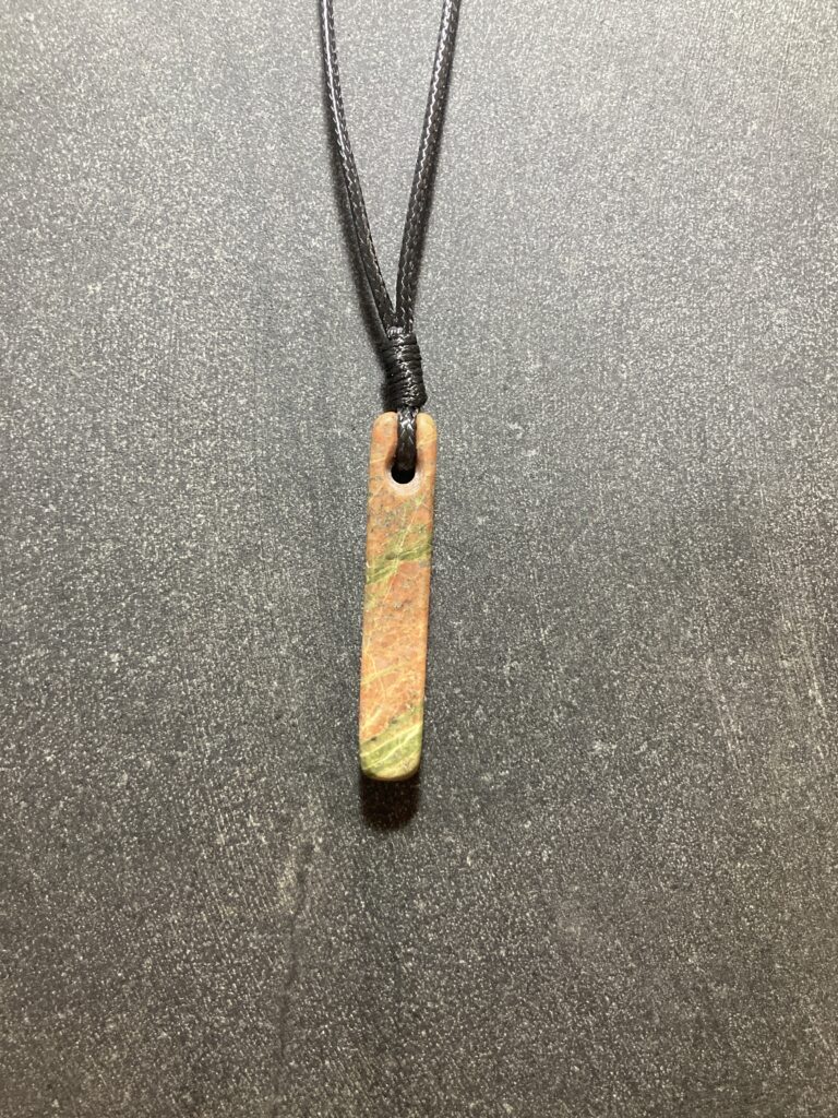 Red and green pendant - handmade by Gneiss Things