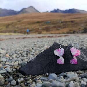 Dangling Hearts Purple Earrings - Image 1