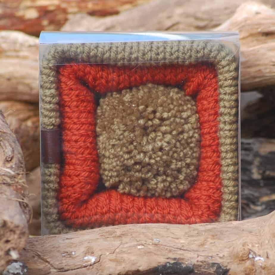 Rust hat with an Olive brim - handmade by Lismore Knitwear (view 2)