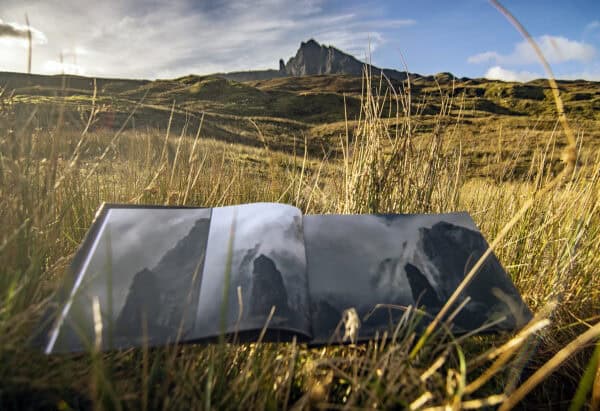 Full spread triptych of the Old Man of Storr