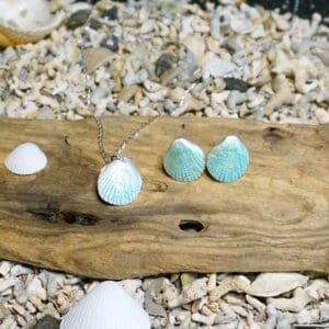 Enamelled Scallop Stud Earrings - Image 3