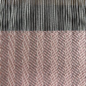Handwoven Merino Scarf in Pale Pink, Cream & Grey - Image 4