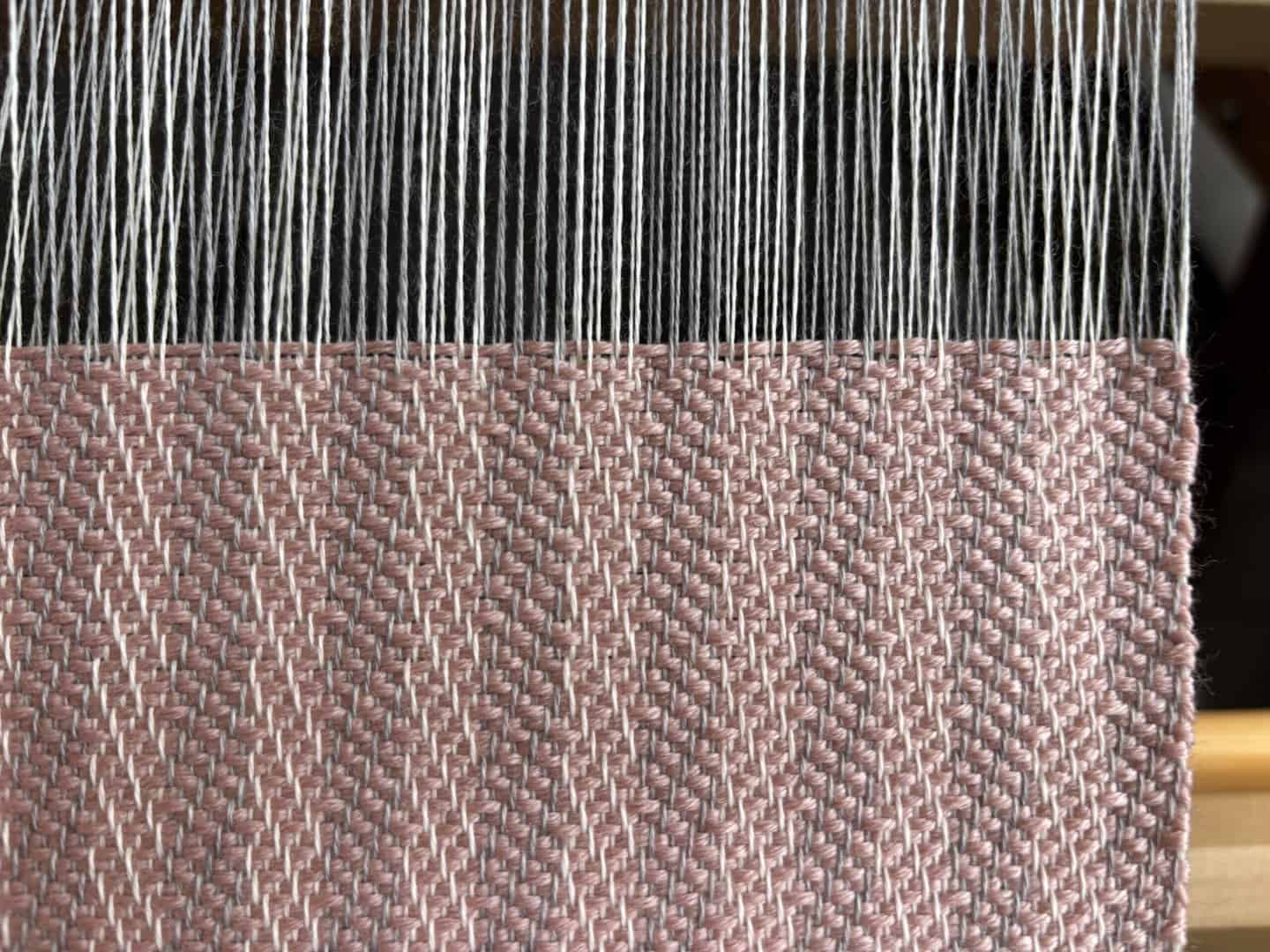 Handwoven Merino Scarf in Pale Pink, Cream & Grey - Image 4