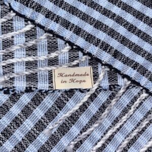 Handwoven Merino Scarf in Blues, Cream & Grey