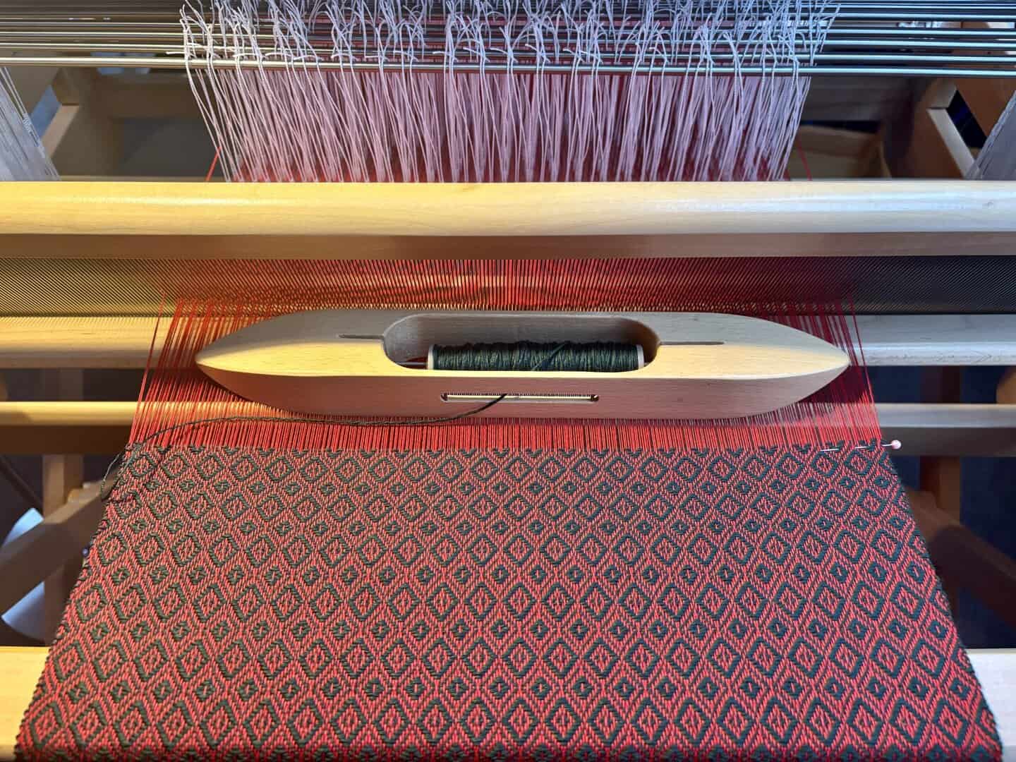 Handwoven Merino Scarf or Wrap in Christmassy Red and Green - Image 2