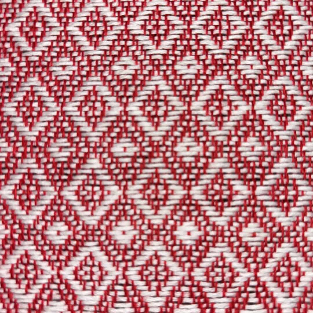 Handwoven Merino and Cotton Scarf or Wrap in Red and Cream - Image 5