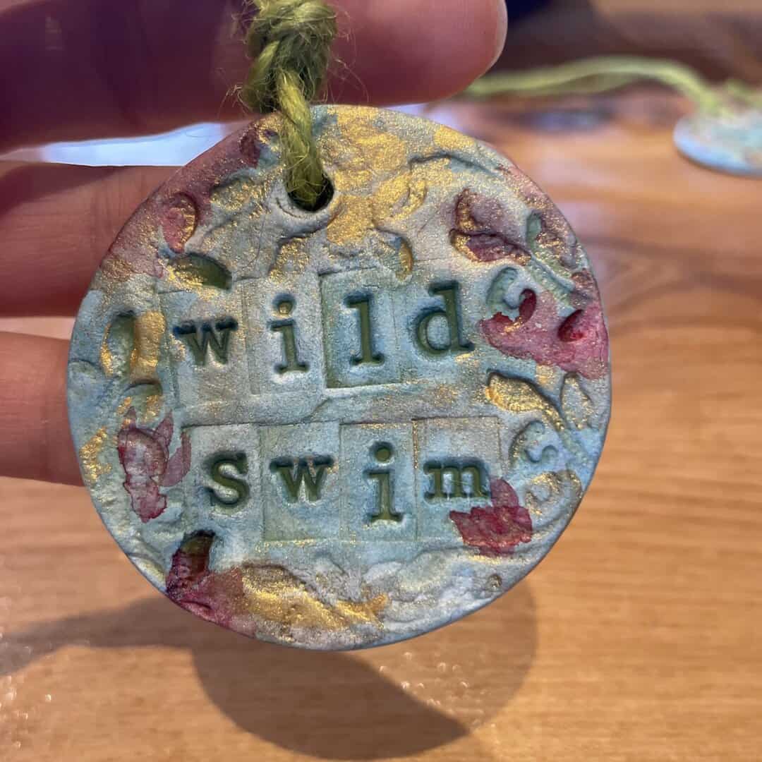 Wild swim handmade ceramic hand painted Christmas decoration - Image 3