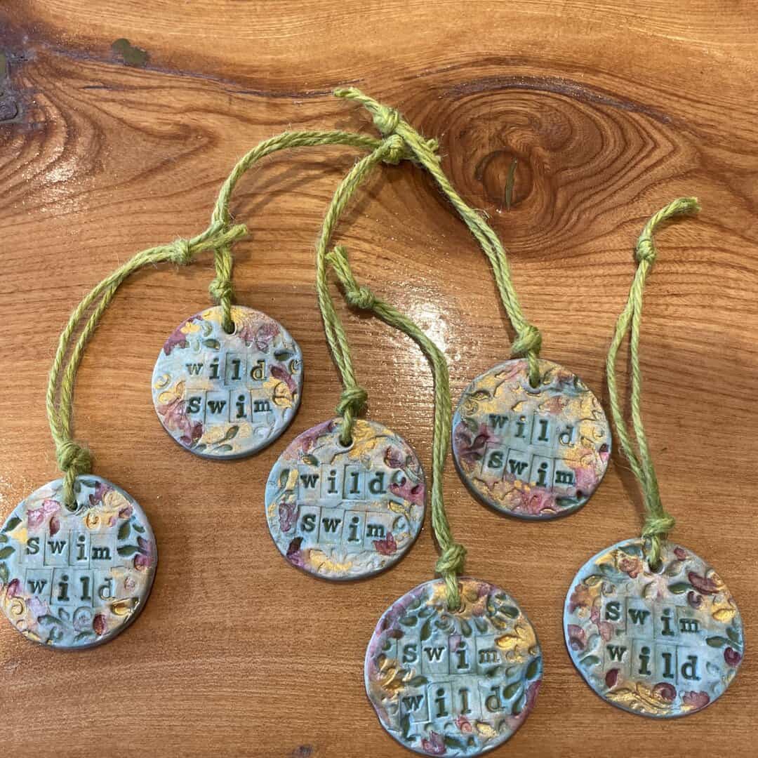 Wild swim handmade ceramic hand painted Christmas decoration - Image 8