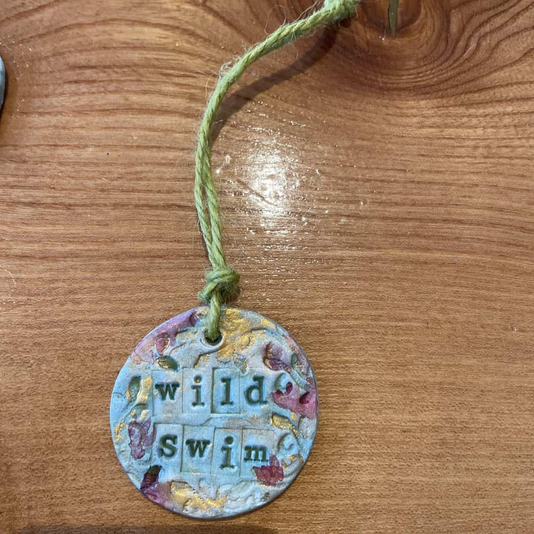 Wild swim handmade ceramic hand painted Christmas decoration - Image 2