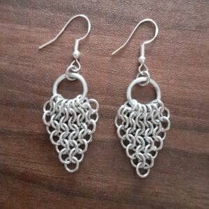 Chainmaille Hankerchief Style Drop Hook Earrings - Image 3