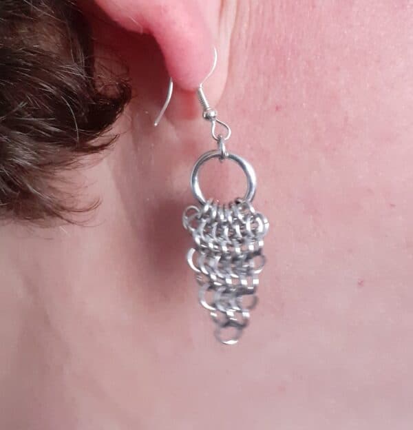 Chainmaille Hankerchief Style Drop Hook Earrings