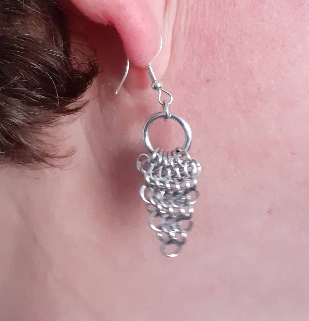 Chainmaille Hankerchief Style Drop Hook Earrings - Image 2