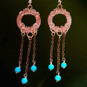 Copper Ring Spirals Dangly Earrings - Image 3