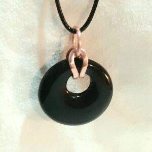 Black Obsidian Donut with Copper Motif Necklace - Image 3