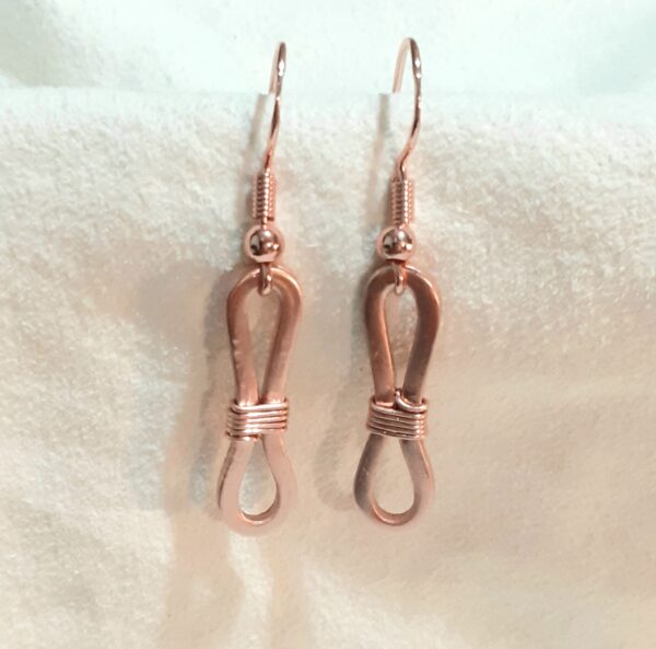 Copper Bow/Bow Tie Motif Drop Hook Earrings