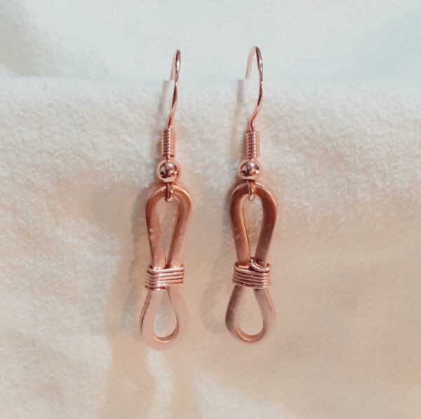 Copper Bow/Bow Tie Motif Drop Hook Earrings
