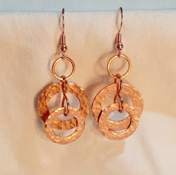 Ringed Hammered Infinity Copper Earrings