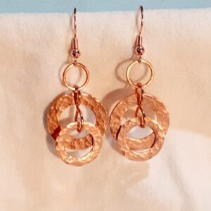 Ringed Hammered Infinity Copper Earrings - Image 1