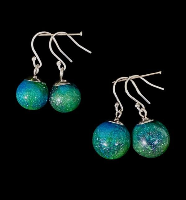 Aurora Borealis bead earrings.