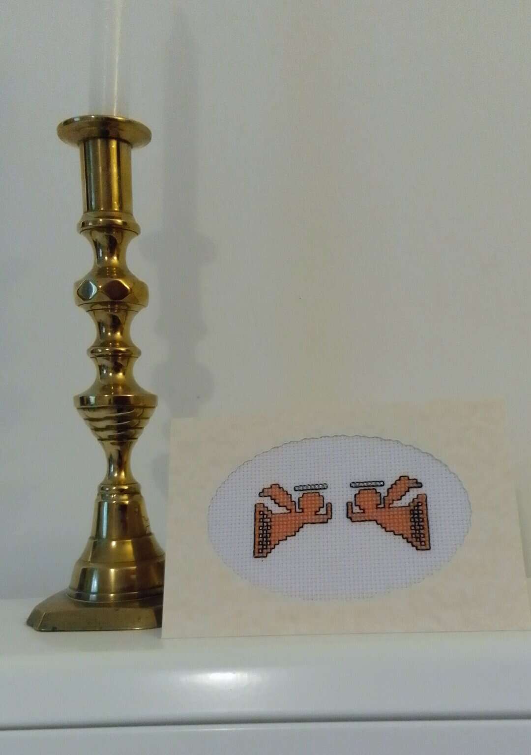 Angels on High Greetings Card - Apricot - handmade by Christie Country Crafts (view 3)