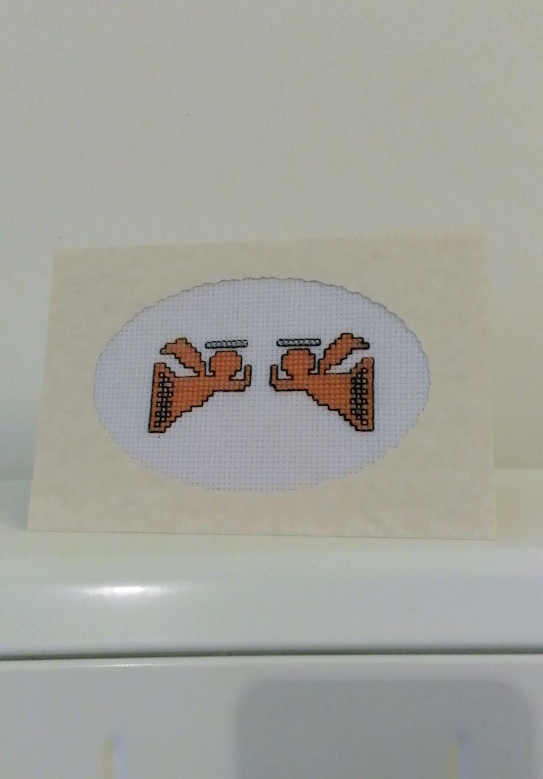 Angels on High Greetings Card - Apricot - handmade by Christie Country Crafts (view 4)