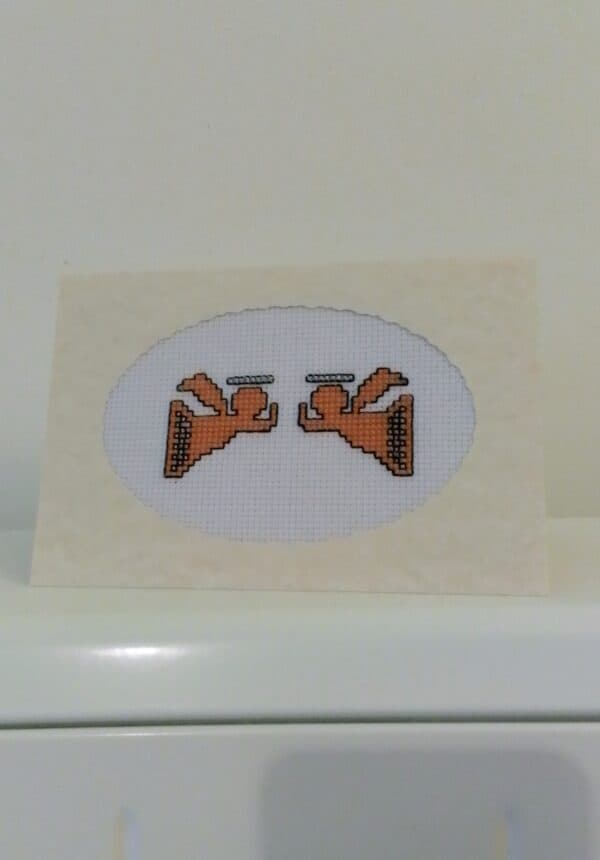 Angels on High Greetings Card - Apricot - handmade by Christie Country Crafts (view 2)