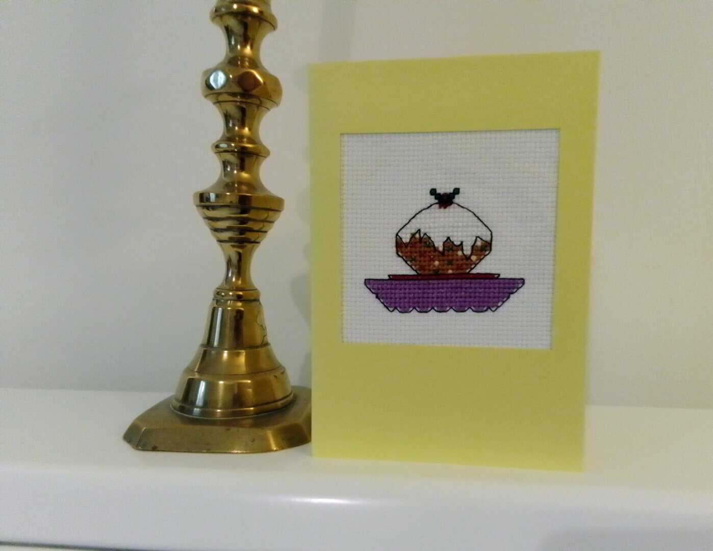 Christmas Pudding Christmas Card - Yellow - Image 1