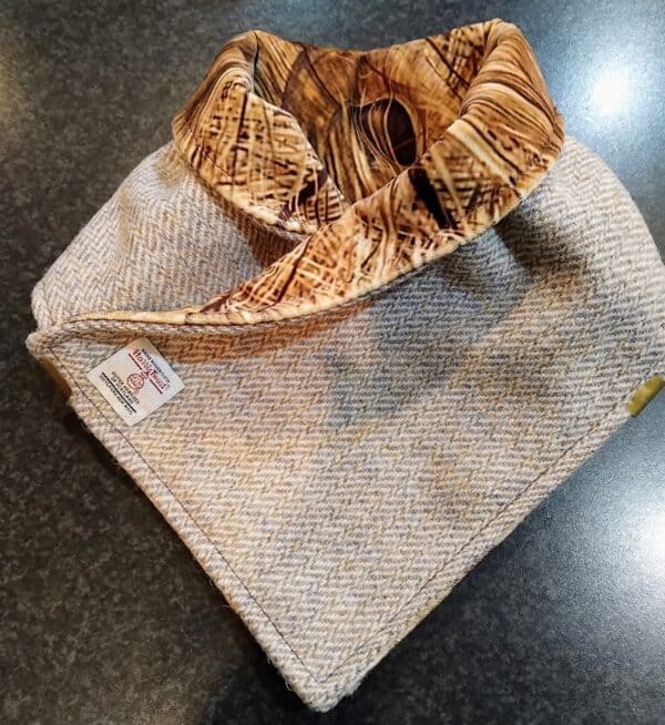 Gorgeous Harris tweed & Luxury Velvet Neckwarmer, Browns/Beiges, Double Clasp