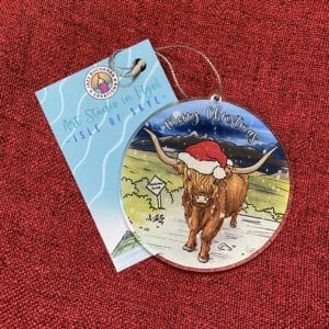 Highland cow Christmas tree decoration (acrylic) - Image 2
