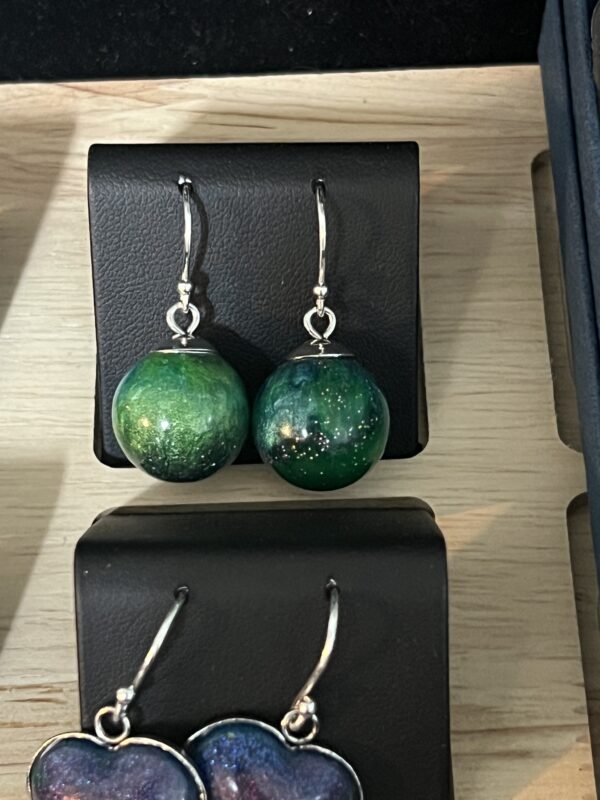 Aurora Borealis bead earrings.