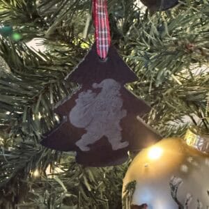 Santa slate engraved Christmas tree Bauble - Image 1