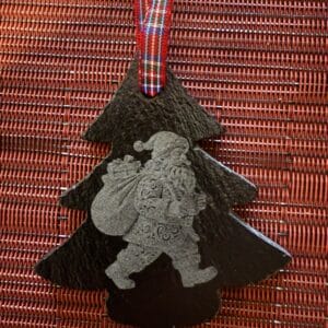 Santa slate engraved Christmas tree Bauble - Image 2